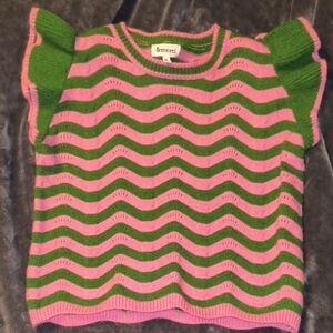 Pink and Green Wavy Knit Top